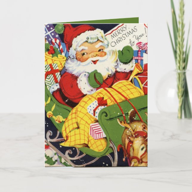 retro vintage jultomten helgkort (Framsida)
