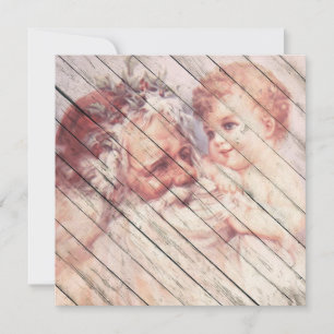 Retro
   Vintage Jultomten med barn Julkort