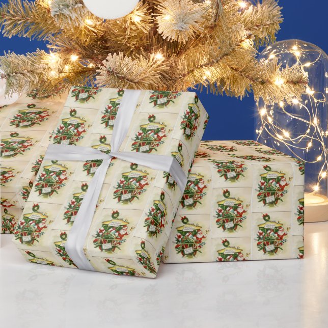 retro vintage jultomten presentpapper (Helgdagar)