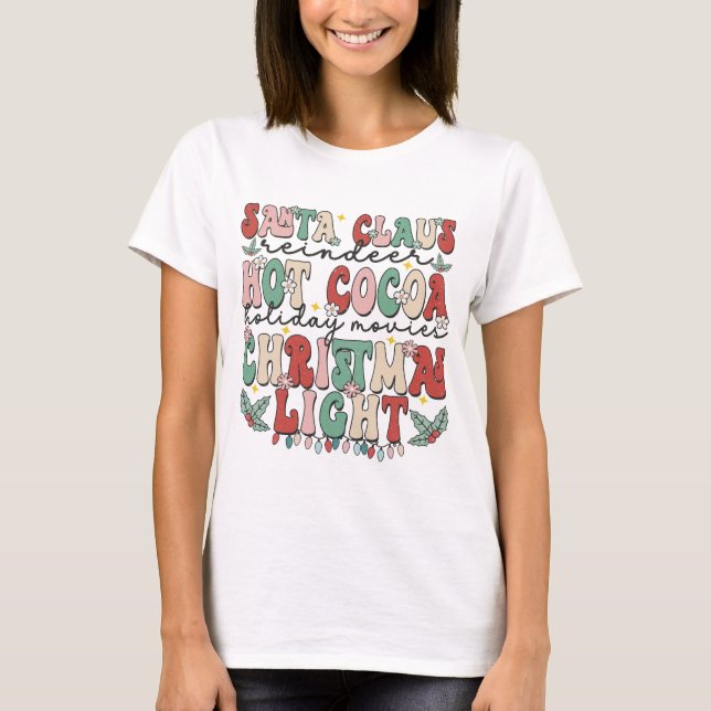 Retro Vintage Jultomten renar Festive T Shirt (Framsida)