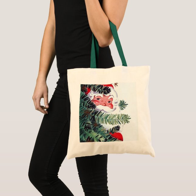 Retro vintage jultomten tobag tygkasse (Framsida (produkt))