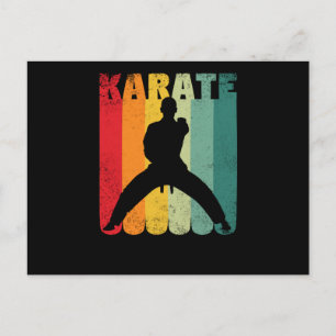 Retro vintage karate silhouette 70 s 80 s vykort