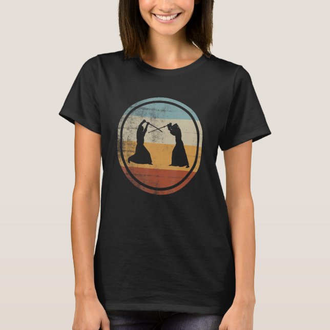 Retro Vintage Kendo Fighter Training Kendo T Shirt (Framsida)