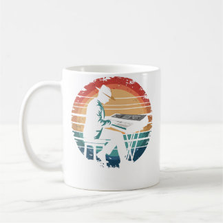 Retro Vintage Keyboarspelar Solnedgång Musikälskar Kaffemugg