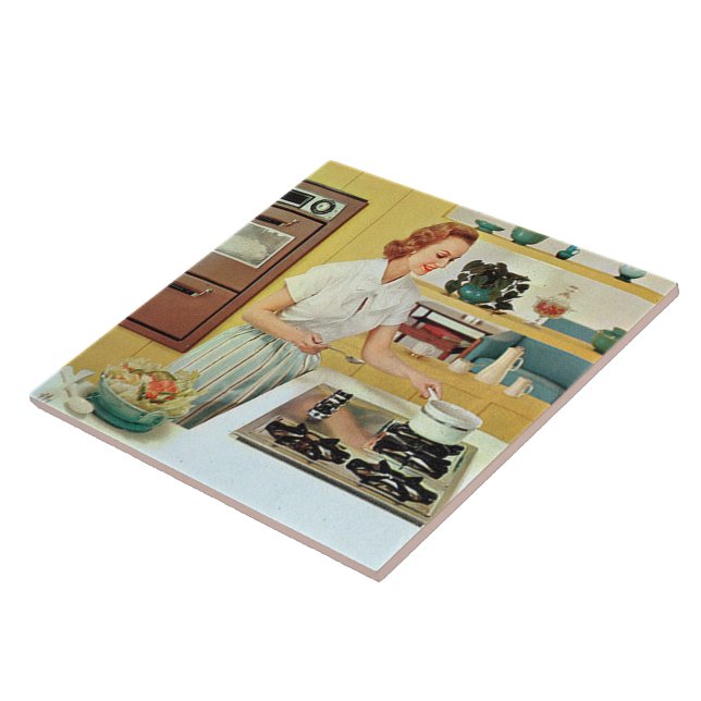 retro vintage Kitchen dam Kakelplatta (Sidan)