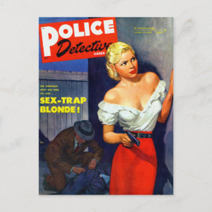 Retro Vintage Kitsch Pulp Women Polisassistent Vykort