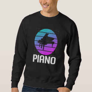 Retro Vintage Klassiskt Piano Instrument Pianist Lång Ärmad Tröja