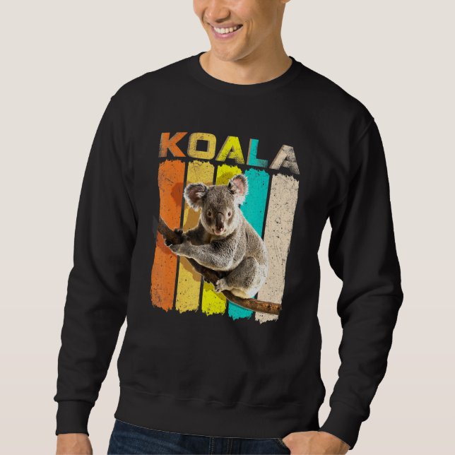 Retro Vintage Koala Koala Bear Lång Ärmad Tröja (Framsida)