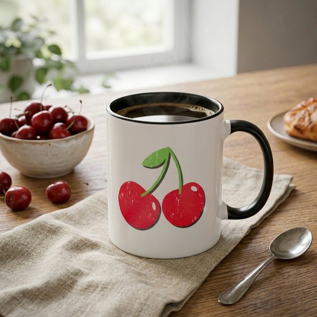 Retro Vintage Körsbärs Kaffe Mugg (Skapare uppladdad)