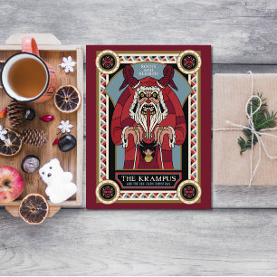 Retro Vintage Krampus och den gamla, Mörk julen Helgkort