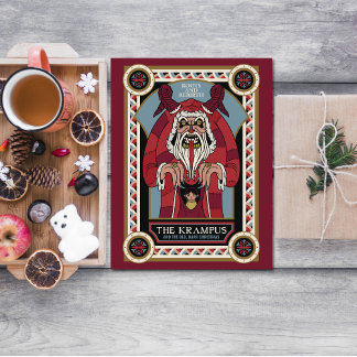 Retro Vintage Krampus och den gamla, Mörk julen Helgkort
