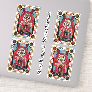 Retro Vintage Krampus och den gamla, Mörk julen Klistermärken