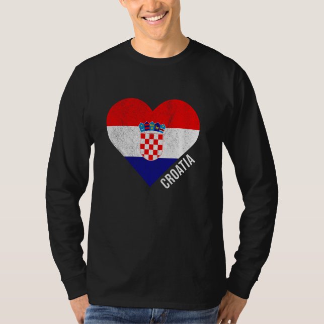 Retro Vintage Kroatien Flagga T Shirt (Framsida)