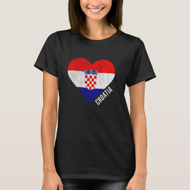 Retro Vintage Kroatien Flagga T Shirt (Framsida)