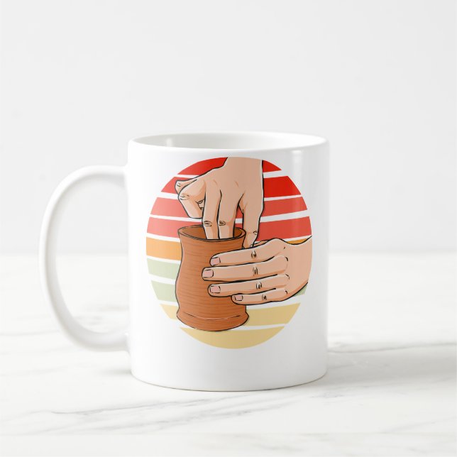 Retro Vintage Krukmakare Keramikhandlare Kaffemugg (Vänster)