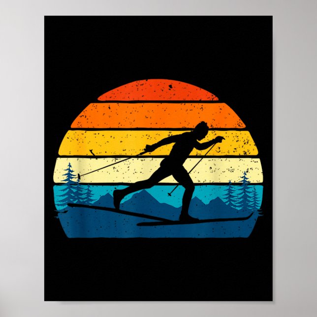 Retro vintage längdskidåkning - vintersporter poster (Framsidan)