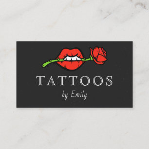 Retro Vintage Läppar Mouth Ro Tattoo Artist Shop Visitkort