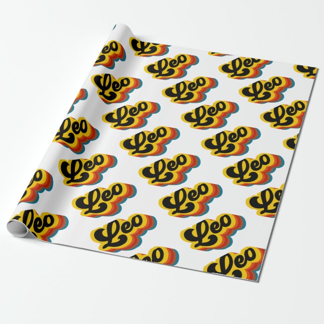 Retro vintage Leo Presentpapper (Utrullad)
