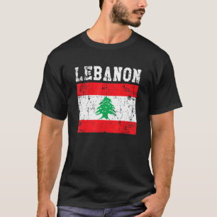 Retro Vintage Libanon Flagga Libanesiska rötter T Shirt