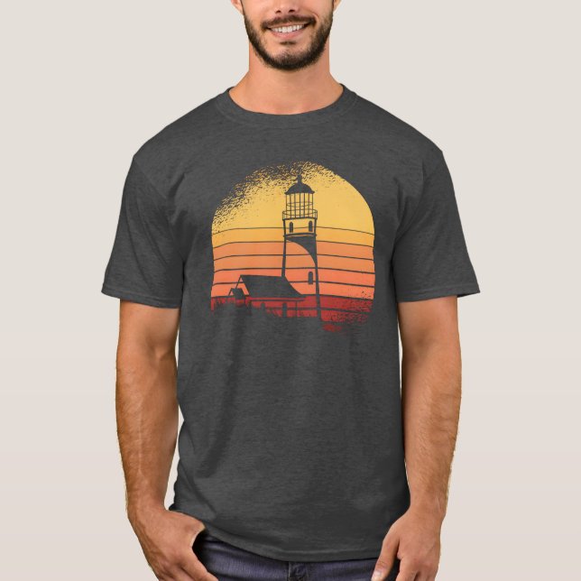 Retro Vintage Lighthouse friend T Shirt (Framsida)