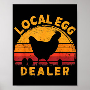 Retro Vintage Local Egg Dealer Farmer Chicken Egg Poster
