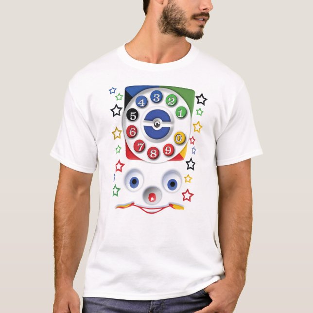 Retro vintage lurar leksakvisartavlatelefonen tee shirt (Framsida)