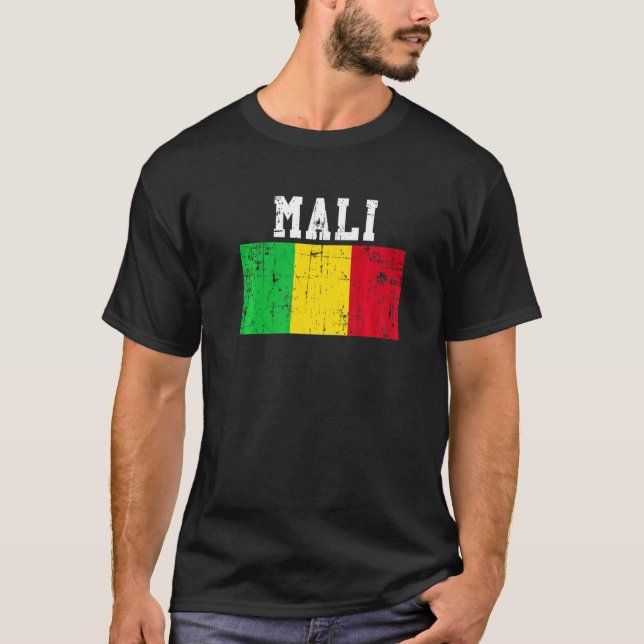 Retro Vintage Mali Flagga Malian Roots T Shirt (Framsida)