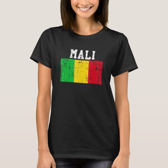 Retro Vintage Mali Flagga Malian Roots T Shirt (Framsida)