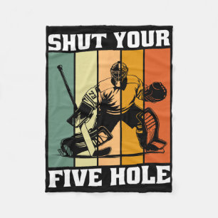 Retro Vintage Målvakt Stäng Ditt Femte Hål Hockey Fleecefilt