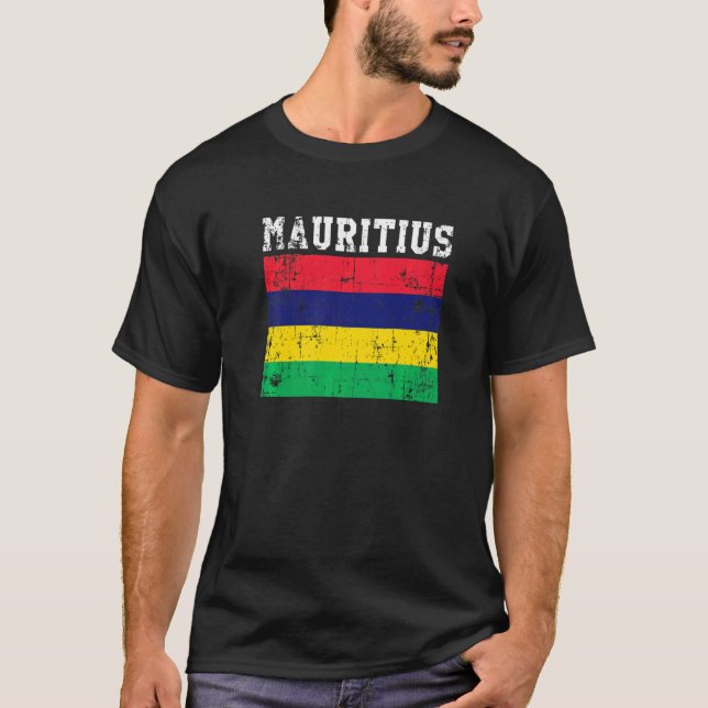 Retro Vintage Mauritius Flagga Mauritius Roots T Shirt (Framsida)