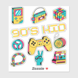 Retro vintage Memorials från ett nostalgiskt 90-ta Klistermärken