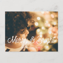 Retro vintage Merry och Bright Helgdag Photo Vykort