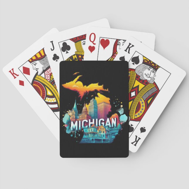 Retro Vintage Michigan-staten Karta Casinokort (Baksidan)