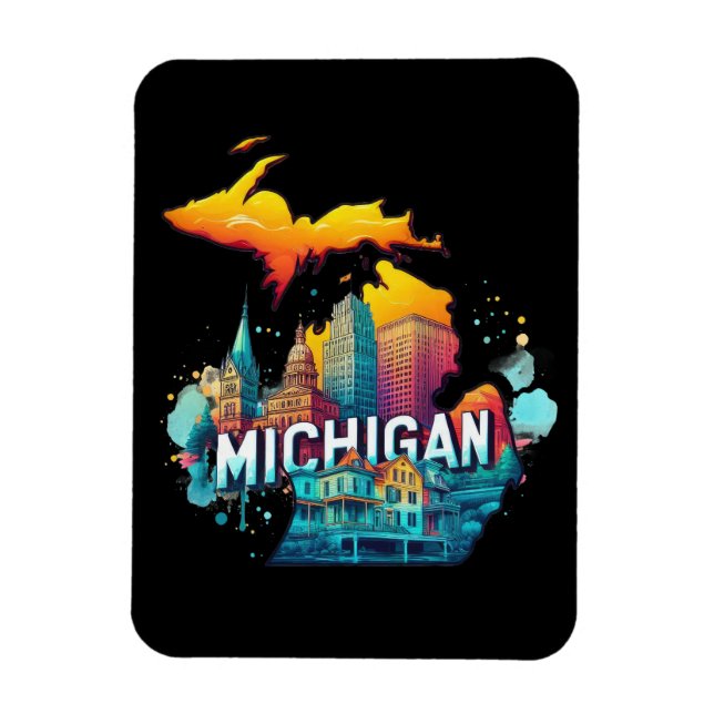 Retro Vintage Michigan-staten Karta Magnet (Vertikal)