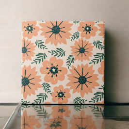 Retro Vintage Mid Centres Peach Flower Mönster Kakelplatta