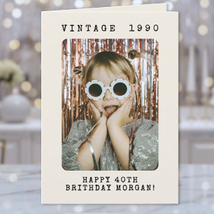 Retro Vintage Milestone Foto Födelsedag Kort