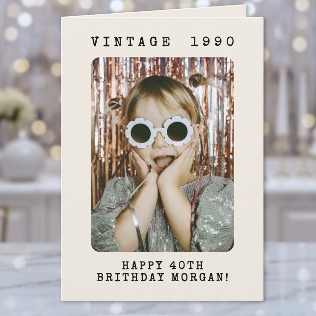 Retro Vintage Milestone Foto Födelsedag Kort (Retro Vintage Milestone Photo Birthday Card)
