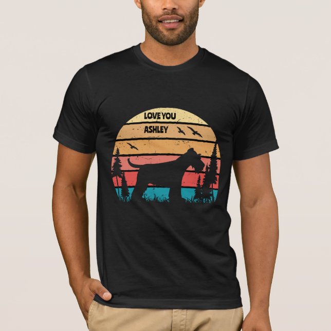 Retro Vintage Miniature Schnauzer Hund T-Shirt (Framsida)