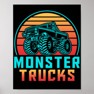 Retro Vintage Monster Lastbilar Poster