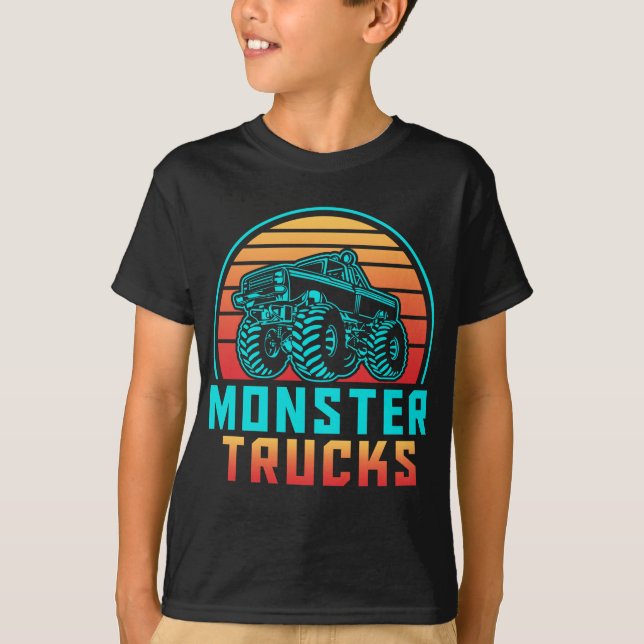 Retro Vintage Monster Lastbilar T Shirt (Framsida)