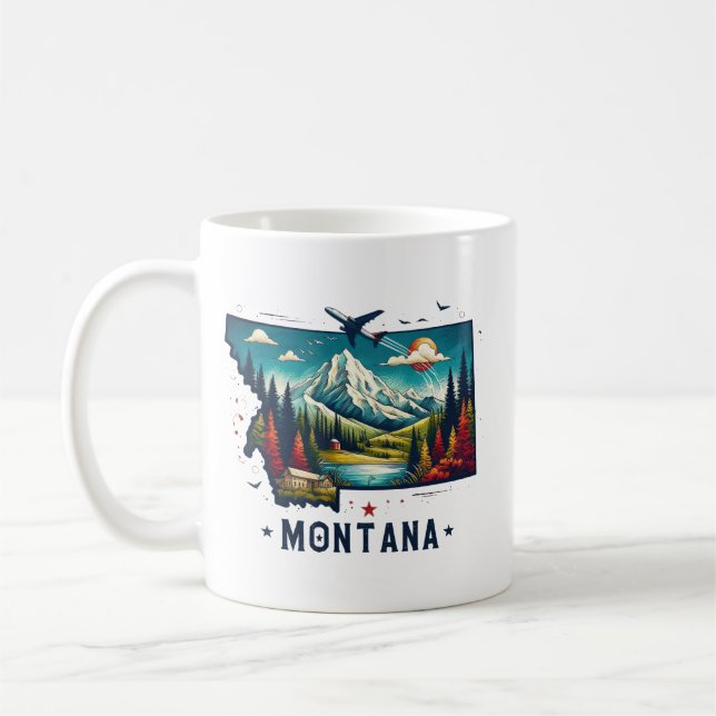 Retro Vintage Montana, Karta Kaffemugg (Vänster)