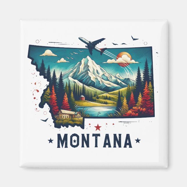 Retro Vintage Montana, Karta Magnet (Framsidan)