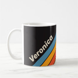 Retro Vintage Mörka Regnbågsränder med Namn Kaffemugg