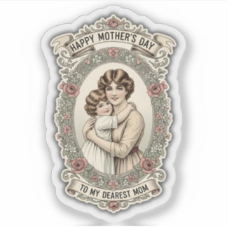 Retro Vintage Mors Dag Mor & Barn Klistermärke Klistermärken