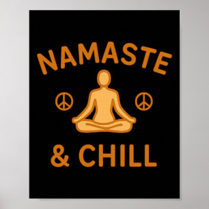 Retro Vintage Namaste And Chill Meditation Och Yog Poster