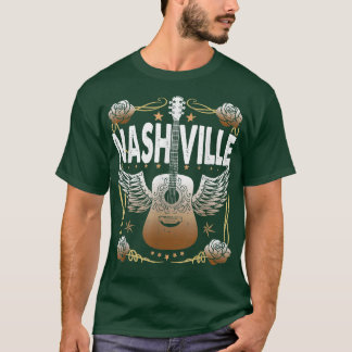 Retro Vintage Nashville Land Music City Guitar T Shirt