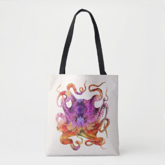 Retro Vintage Octopus Tie Dye Watercolor Lila Tygkasse