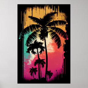 Retro Vintage Ombre Pop Art Handflatan Los Angeles Poster
