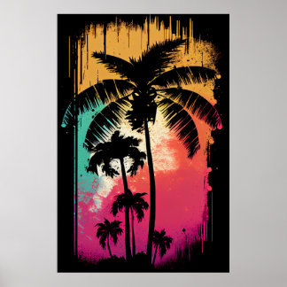 Retro Vintage Ombre Pop Art Handflatan Los Angeles Poster