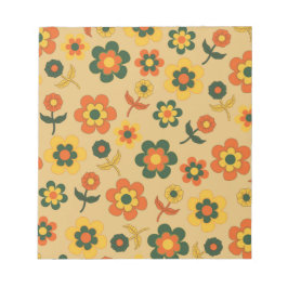 Retro Vintage Orange 70s Flower Mönster Anteckningsblock